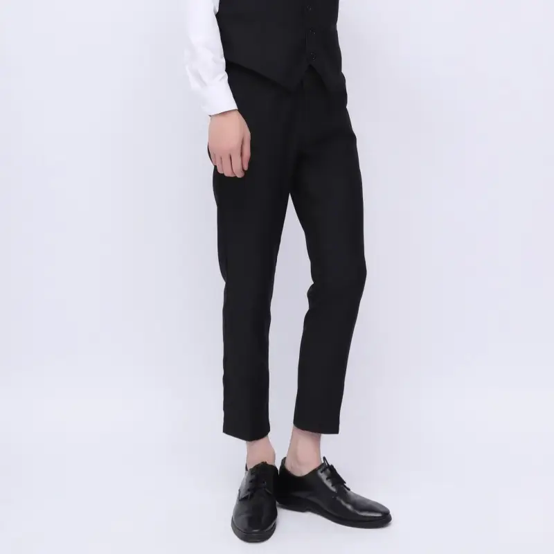 Men's Grey Slim Fit Cropped Trousers Business Casual — feature 7