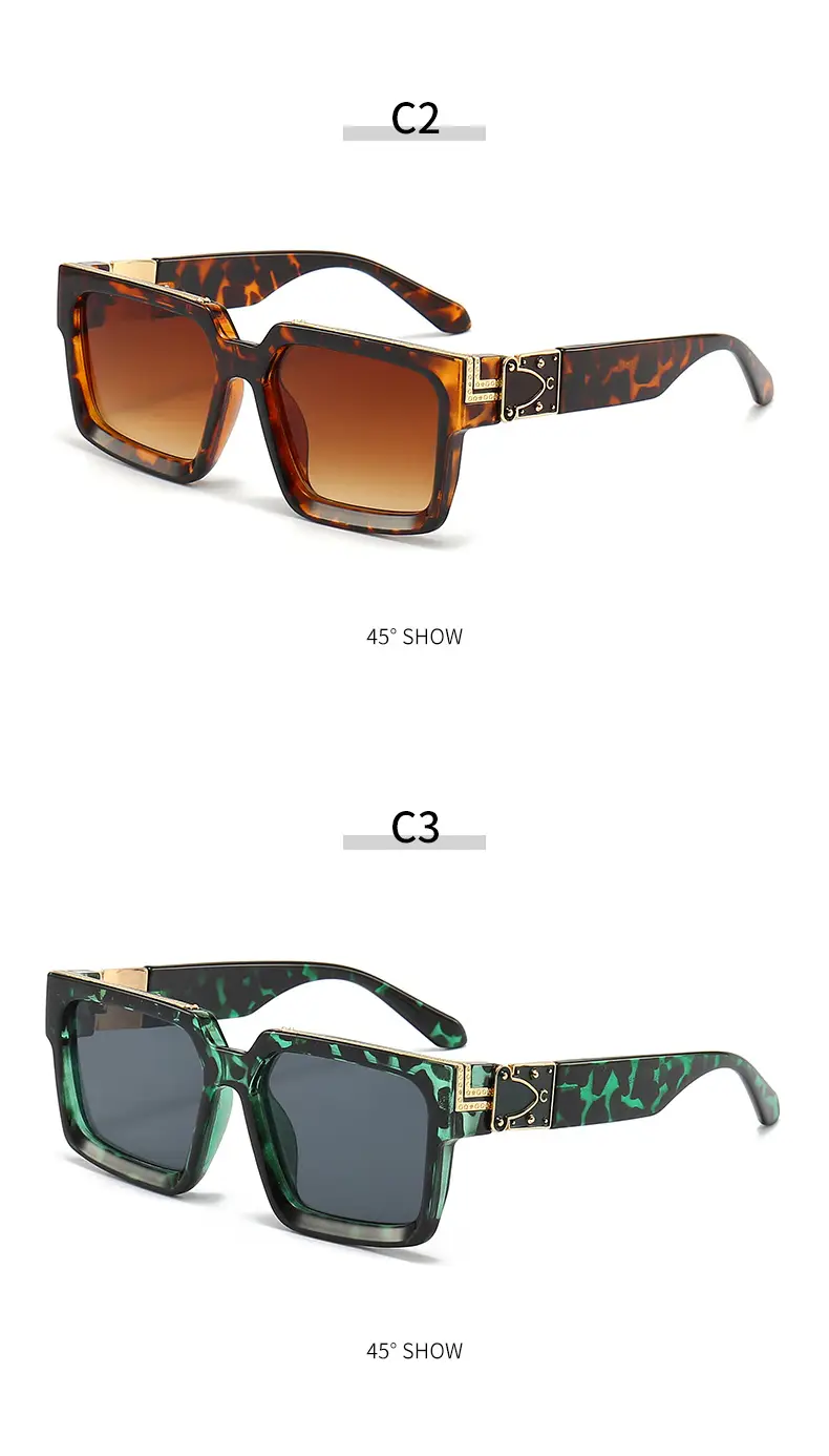 New Style Large Frame Ruoshuai Sunglasses Green Patterned — feature 10
