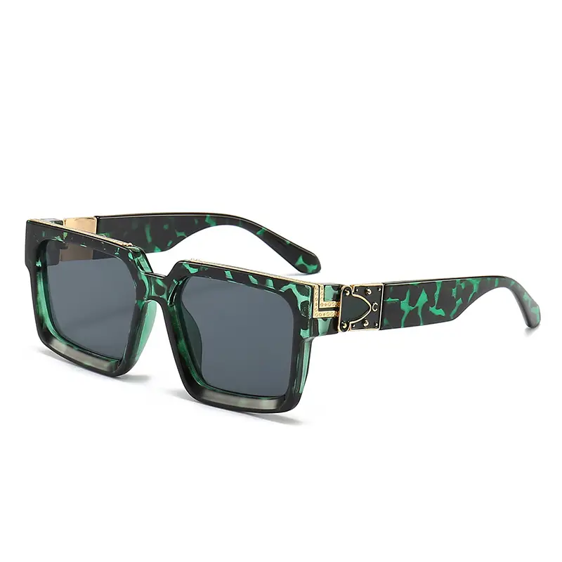 New Style Large Frame Ruoshuai Sunglasses Green Patterned - Image 3