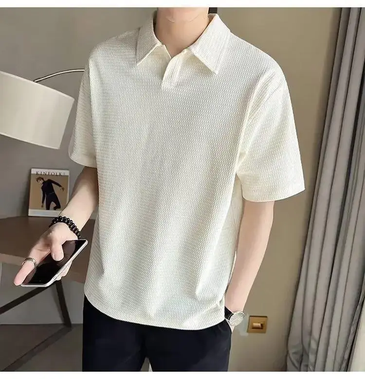 Men Black Polo T-Shirt Short Sleeve Collar — feature 3