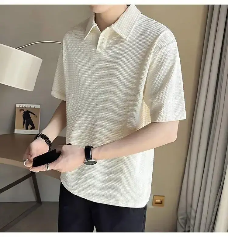 Men Black Polo T-Shirt Short Sleeve Collar — feature 4