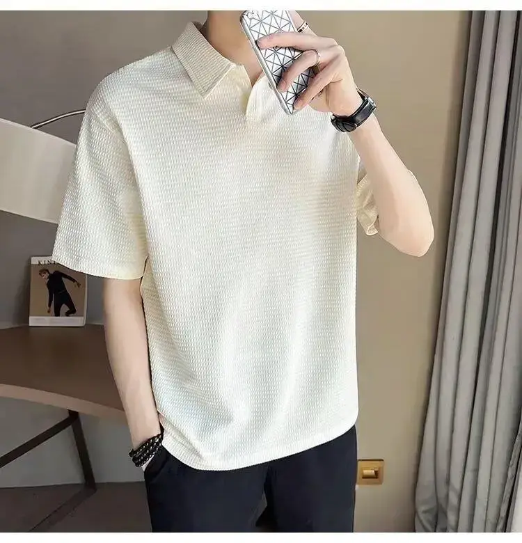 Men Black Polo T-Shirt Short Sleeve Collar — feature 5