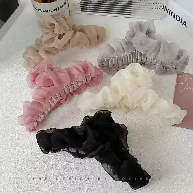 Black Mesh Hair Clip for Women Summer