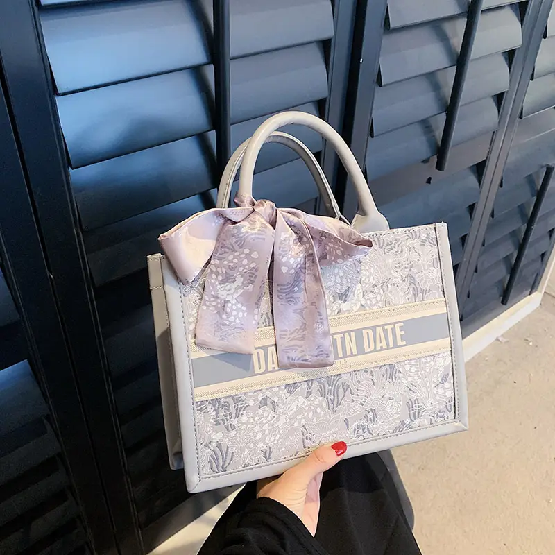 Women Embroidered Pink Tote Bag with Bow