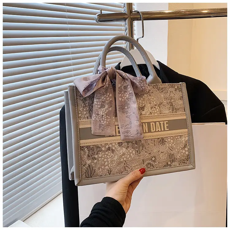 Women Embroidered Pink Tote Bag with Bow — feature 13