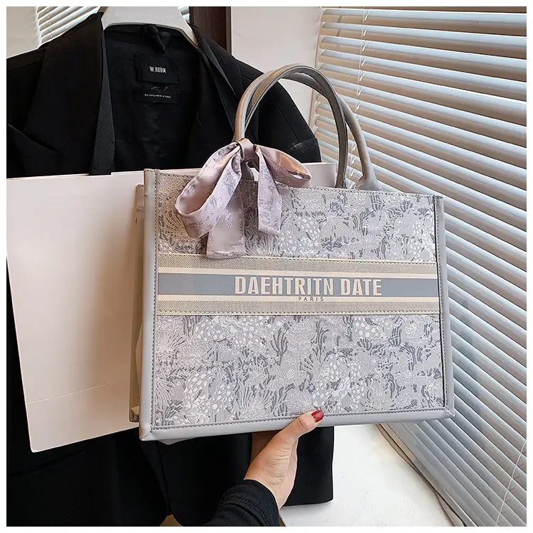 Women Embroidered Pink Tote Bag with Bow — feature 14