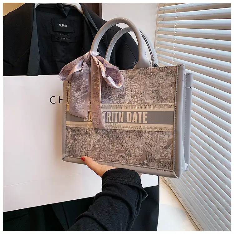 Women Embroidered Pink Tote Bag with Bow — feature 15