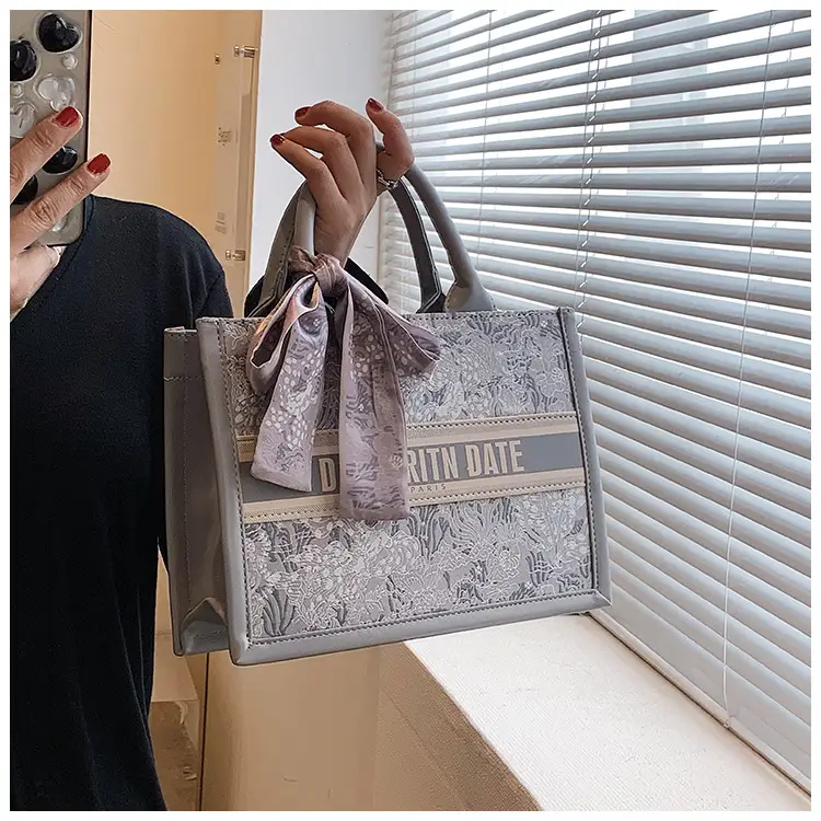 Women Embroidered Pink Tote Bag with Bow — feature 18
