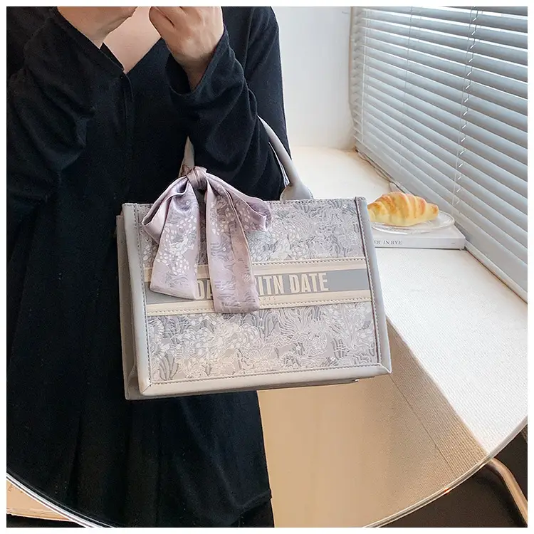 Women Embroidered Pink Tote Bag with Bow — feature 29