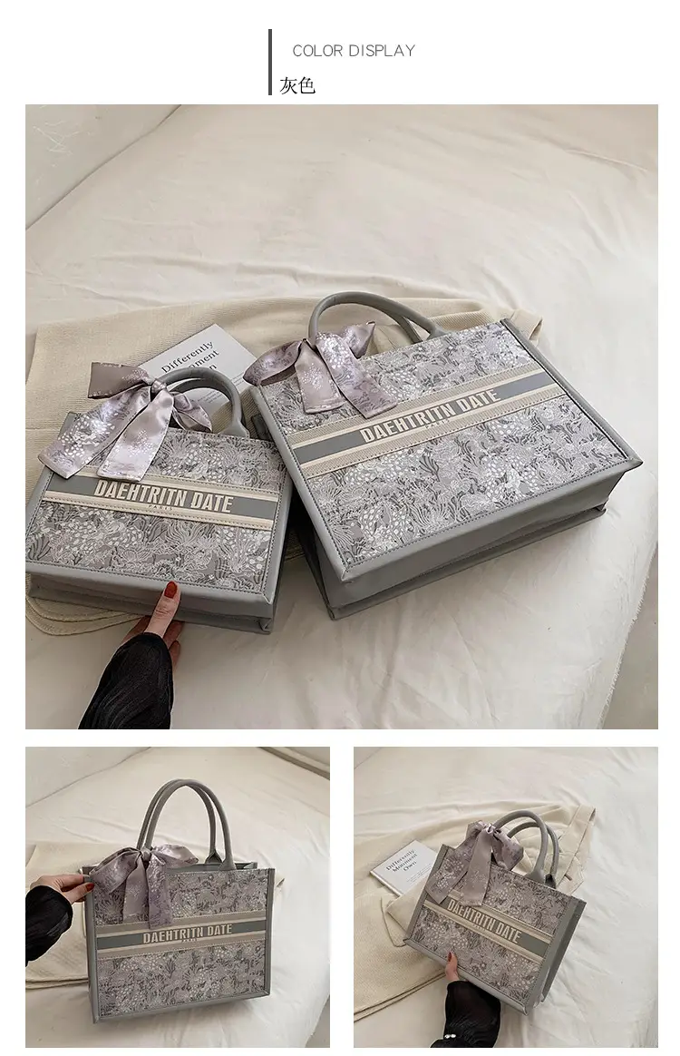 Women Embroidered Pink Tote Bag with Bow — feature 9