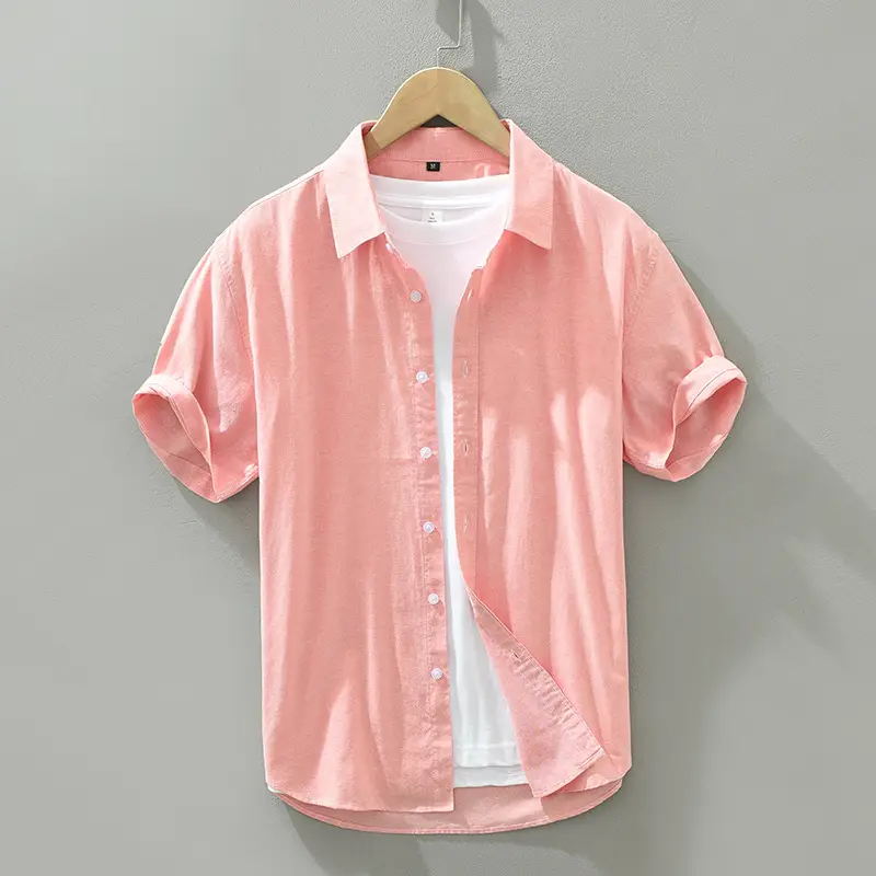 Pink Short-sleeved Japanese Style Shirt