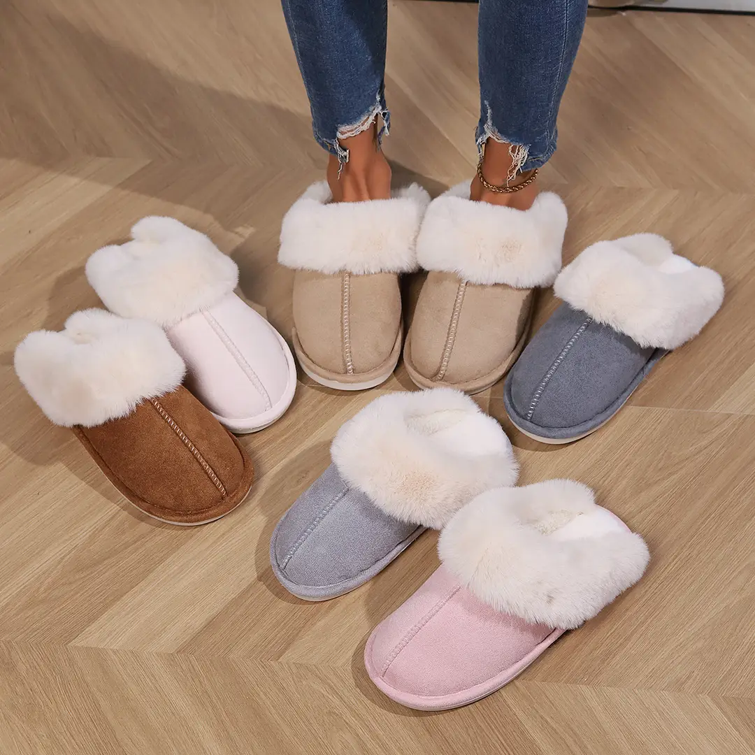 Cross-Border Amazon Home Couple's Cotton Slippers, Warm Winter Cotton Slippers, Thickened Autumn and Winter Indoor Half-Heel Home Slippers