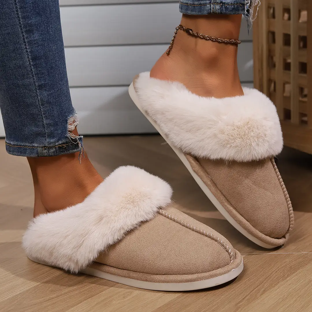 Cross-Border Amazon Home Couple's Cotton Slippers, Warm Winter Cotton Slippers, Thickened Autumn and Winter Indoor Half-Heel Home Slippers