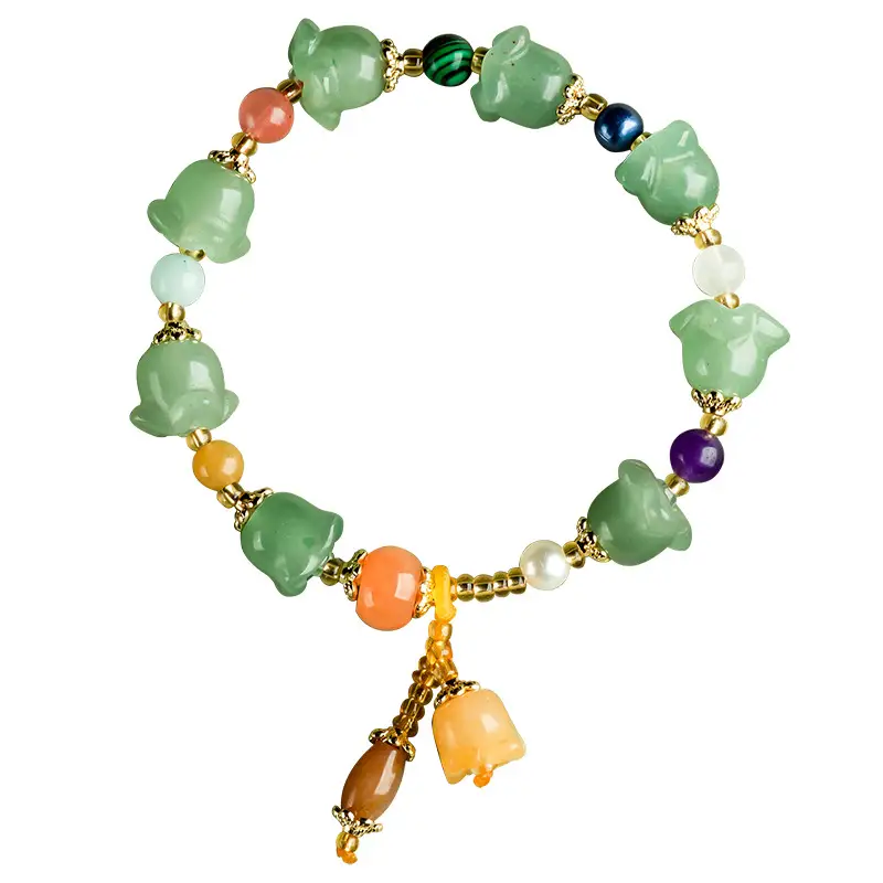 Natural Xinjiang Golden Silk Jade Dongling Jade Orchid Bracelet - Image 5