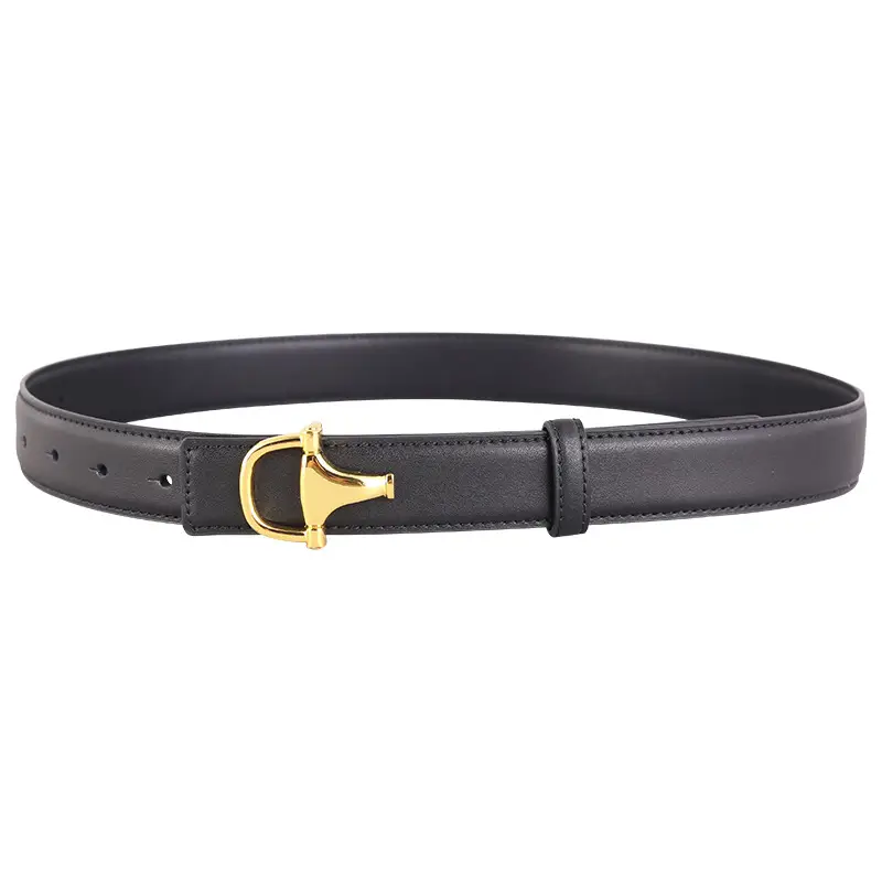Women's Pink Genuine Leather Belt with Gold T-Buckle - Image 14
