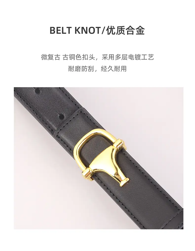Women's Pink Genuine Leather Belt with Gold T-Buckle — feature 33