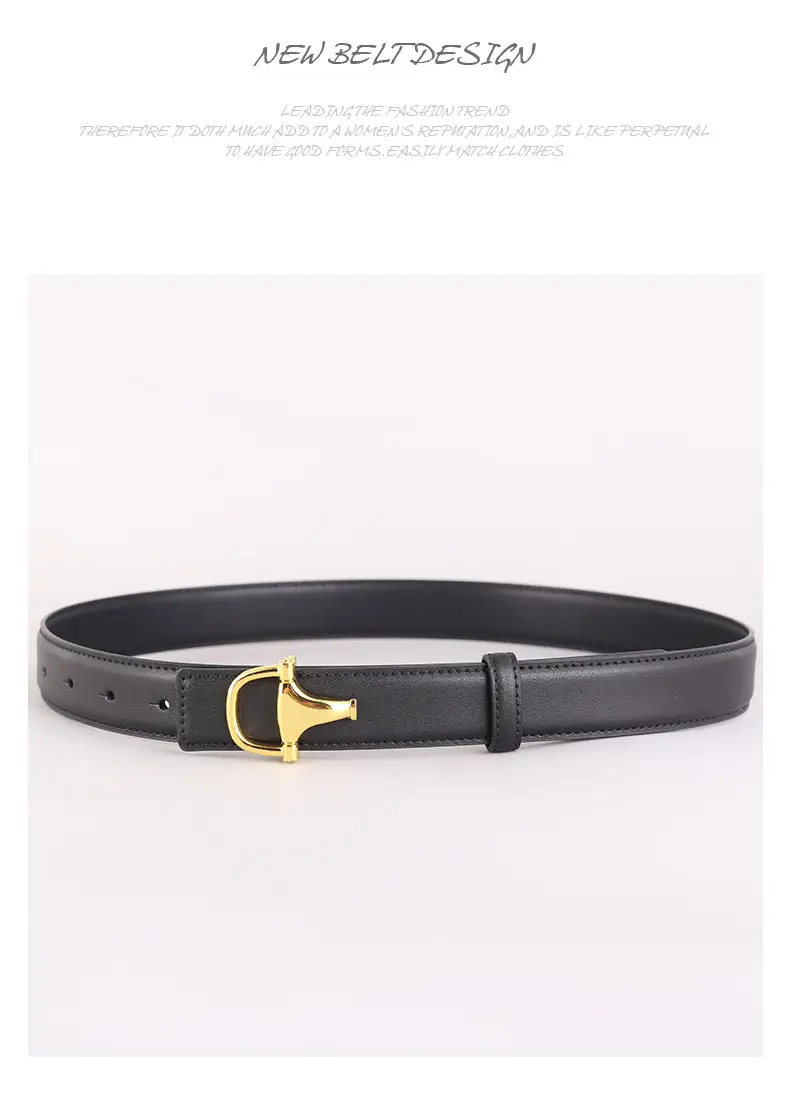 Women's Pink Genuine Leather Belt with Gold T-Buckle — feature 40