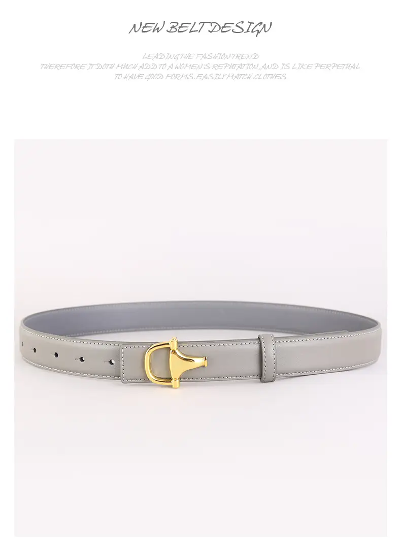 Women's Pink Genuine Leather Belt with Gold T-Buckle — feature 45