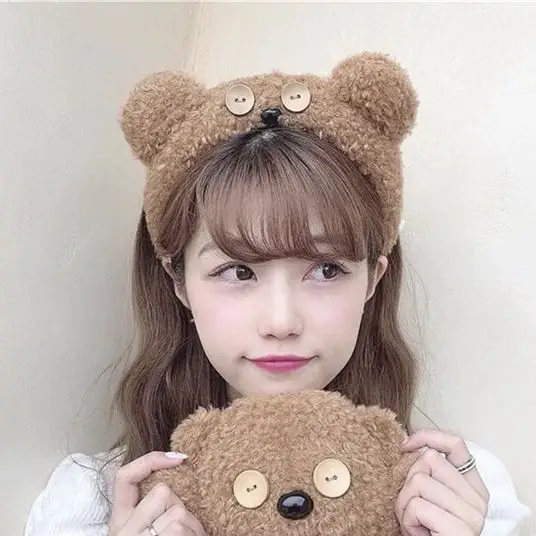 Cute Bear Button Hair Band for Women
