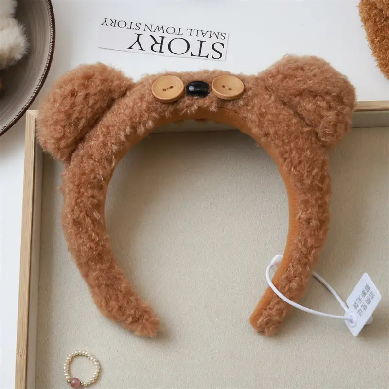 Cute Bear Button Hair Band for Women