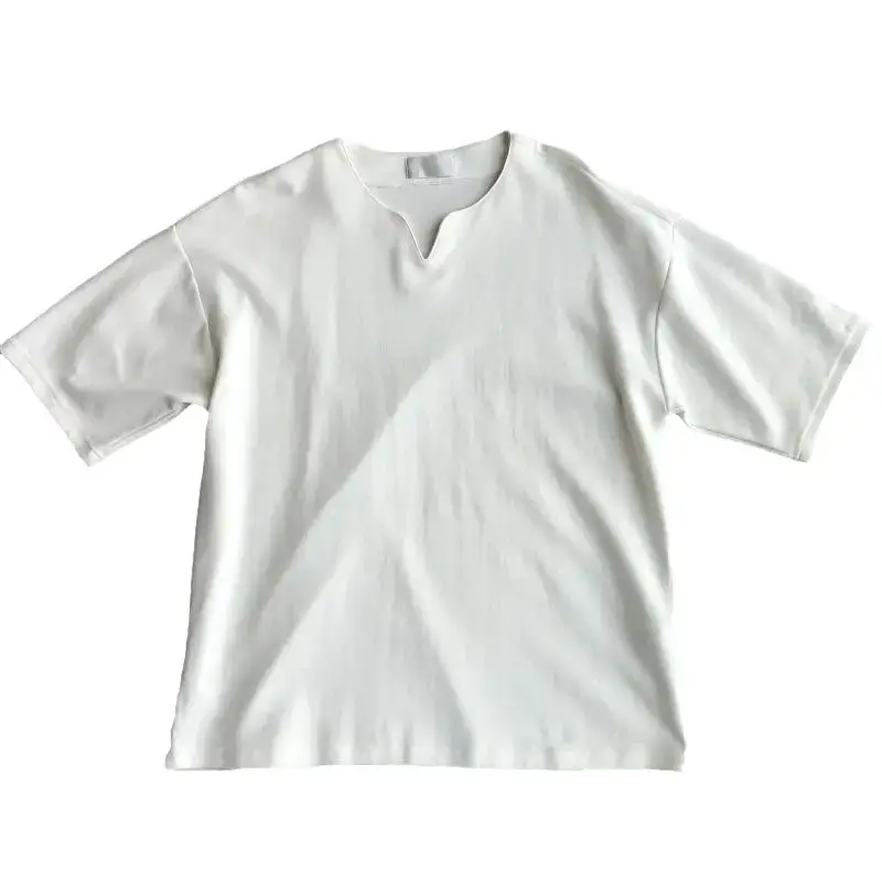 Men Black V Neck Short Sleeve T-Shirt Loose Fit - Image 7