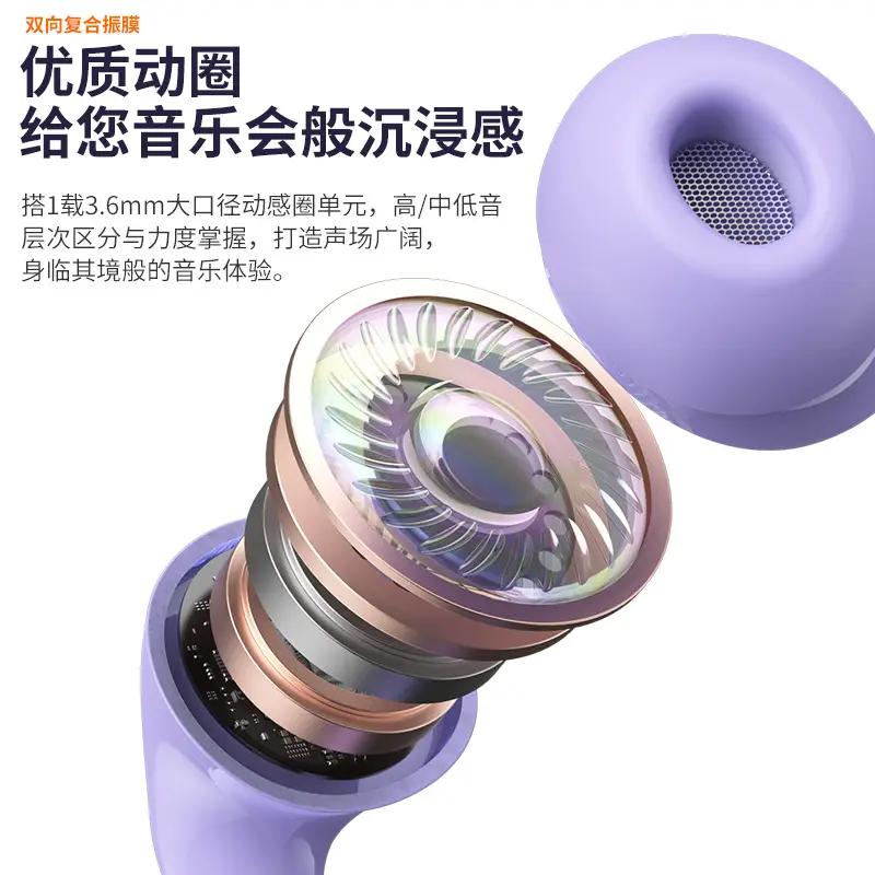 Wireless In-ear Bluetooth Headset Purple Apple Android Huawei - Image 13