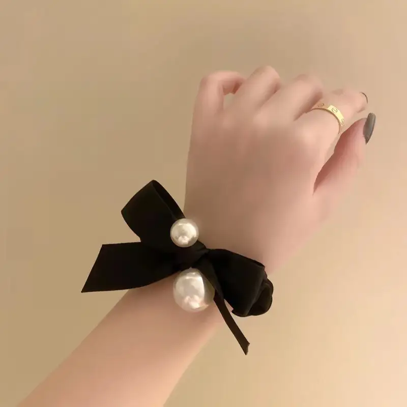 Black Pearl Super Elastic Head Rope with Velvet Bow - Image 4