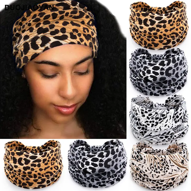 Leopard Print Sports Headband with Wide Elastic Band - Image 8