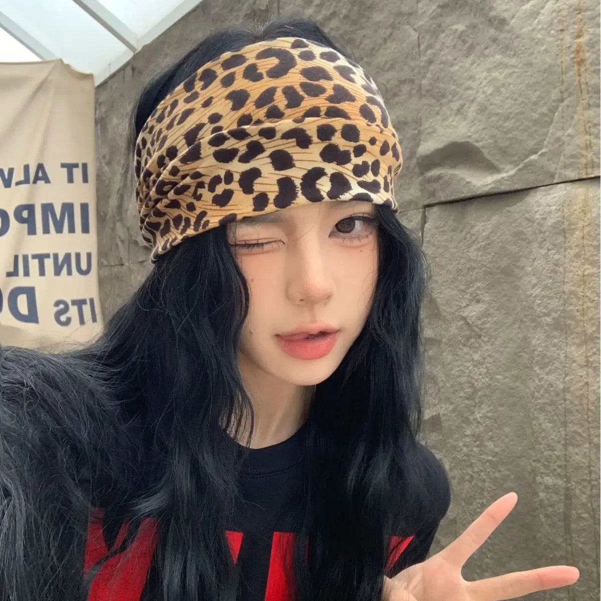 Leopard Print Sports Headband with Wide Elastic Band - Image 10