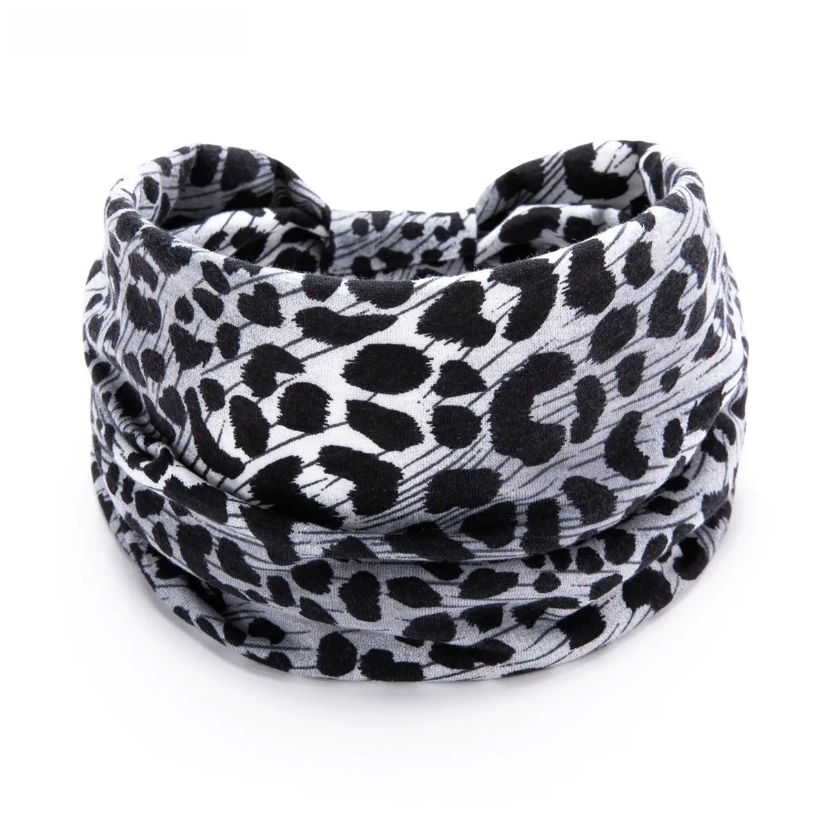 Leopard Print Sports Headband with Wide Elastic Band - Image 2