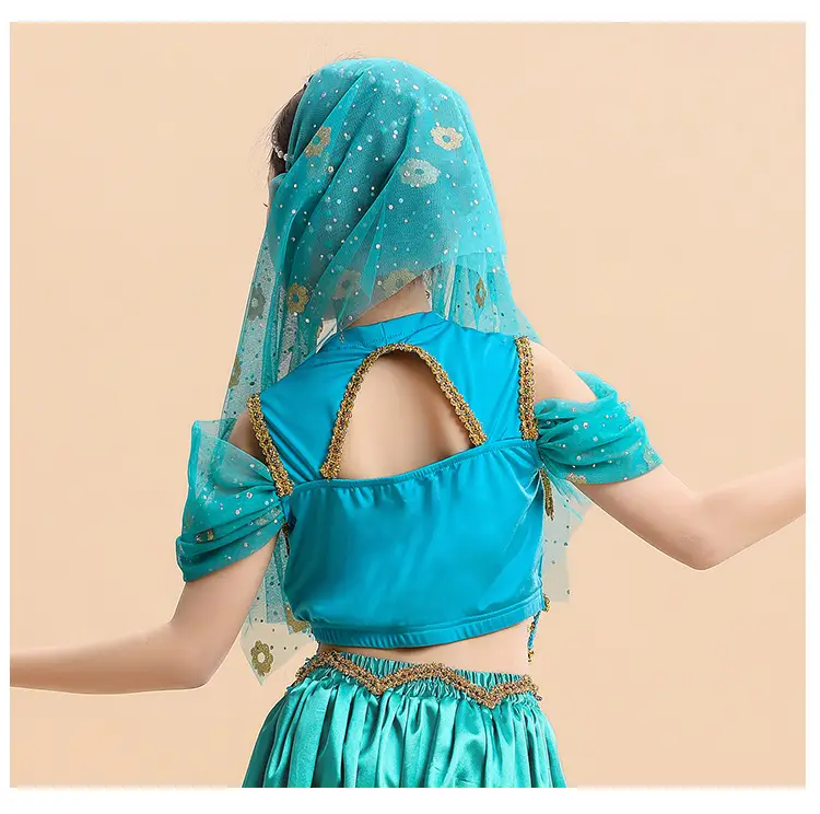 Jasmine Princess Belly Dance Dress Red Gold Embroidered — feature 8