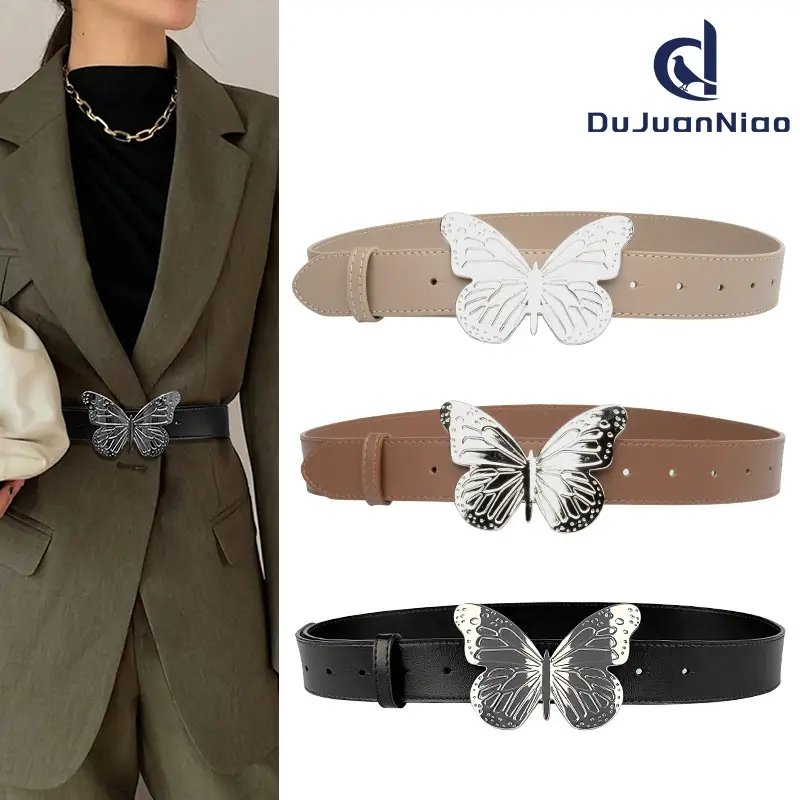 Women's Butterfly Belt with Genuine Leather Wide Strap - Image 9
