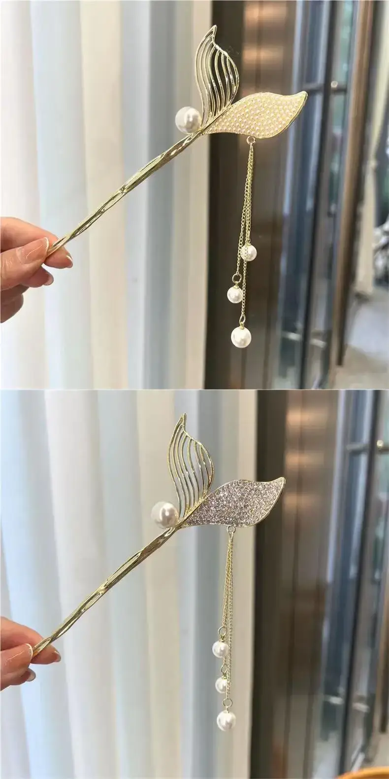 Fishtail Hairpin for Women Gold Pearl Elegant Summer — feature 1