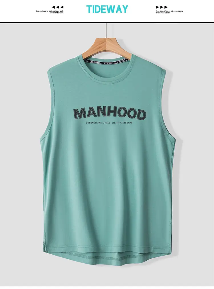 Men's 2023 Sleeveless Vest Teal Korean Style — feature 3