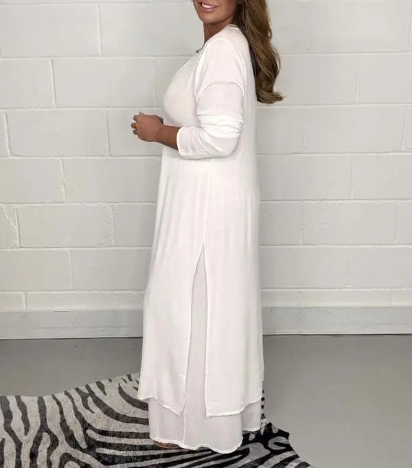 2024 Women's Green Slit Top & Pants Suit Set — feature 23