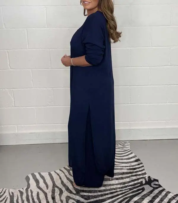 2024 Women's Green Slit Top & Pants Suit Set — feature 27