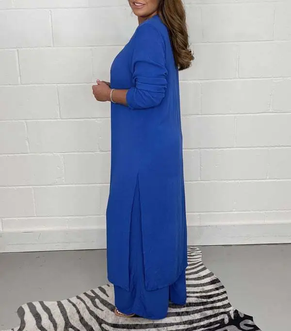 2024 Women's Green Slit Top & Pants Suit Set — feature 33