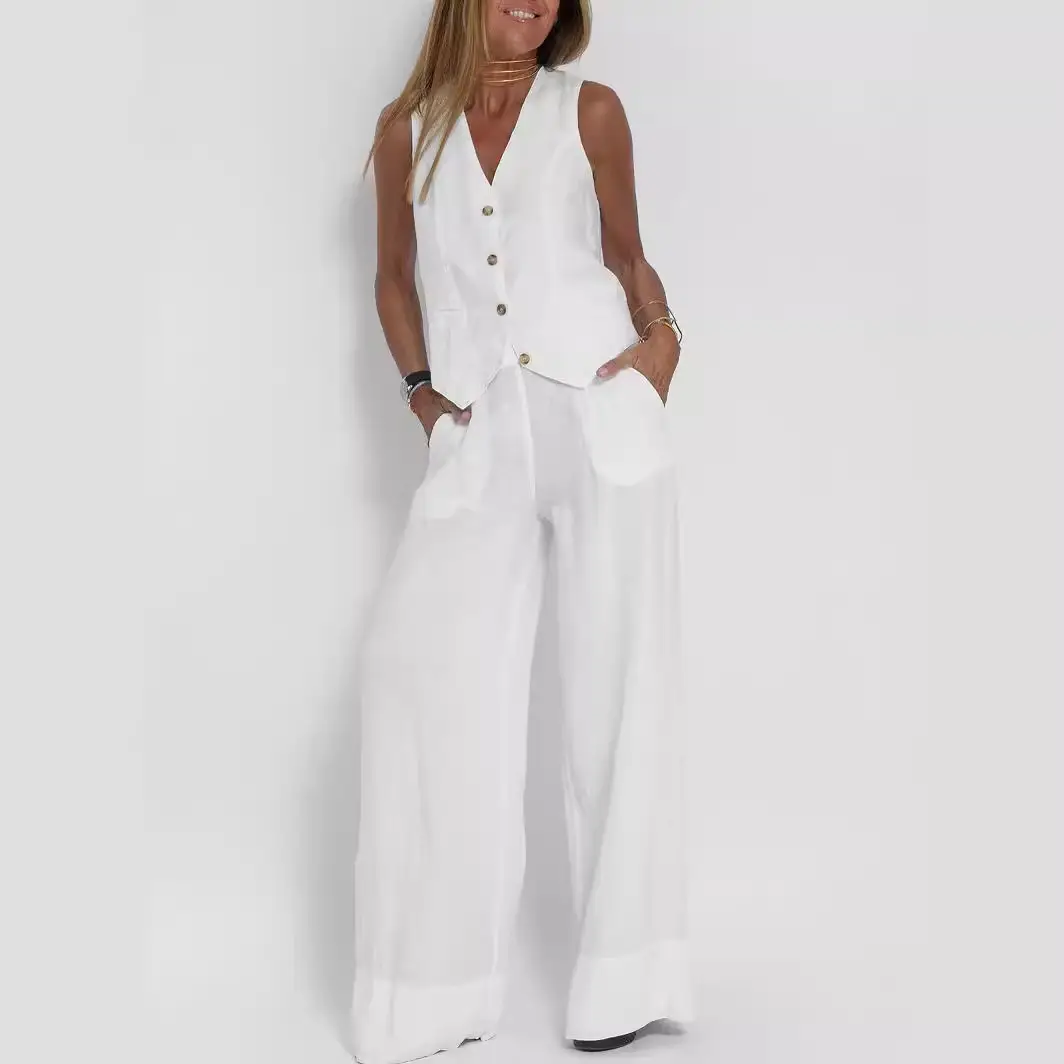 2024 Women's Green Slit Top & Pants Suit Set — feature 4
