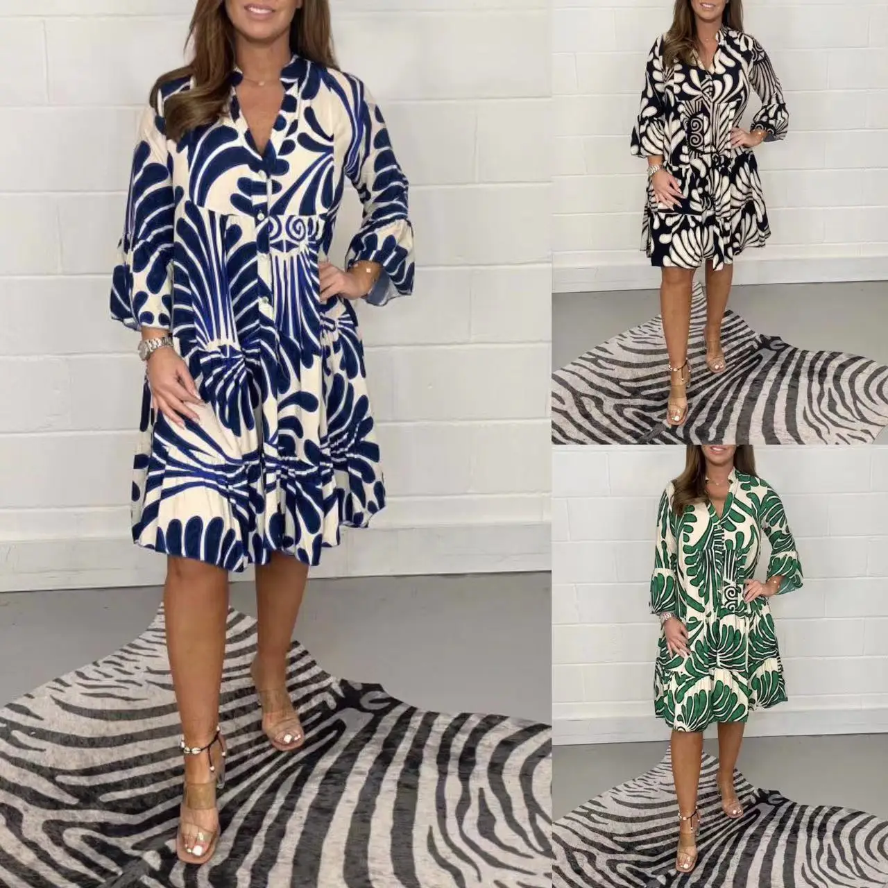 2024 Women's Green Slit Top & Pants Suit Set — feature 6