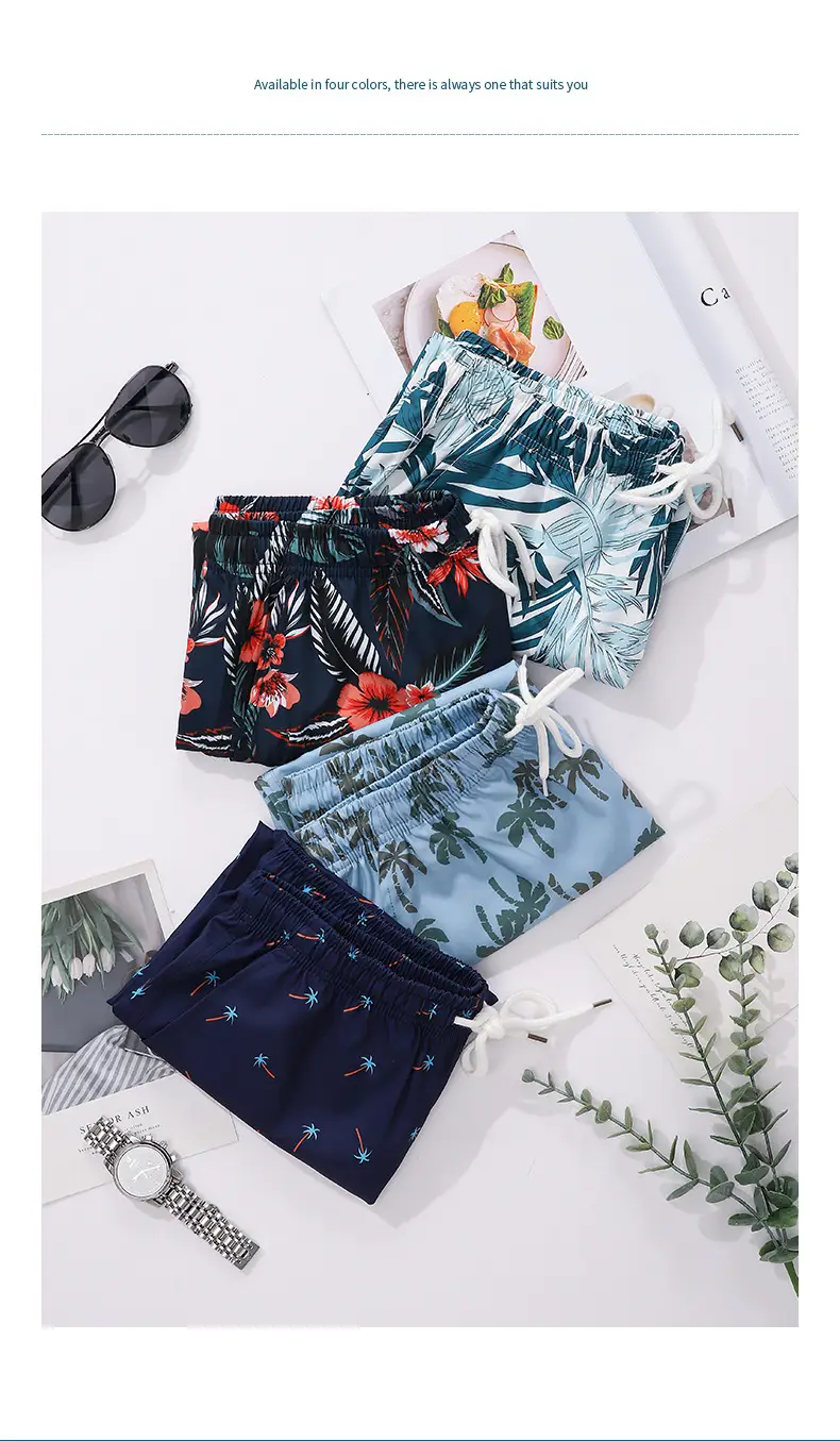 Men's Tropical Print Shorts with Pocket Design — feature 10