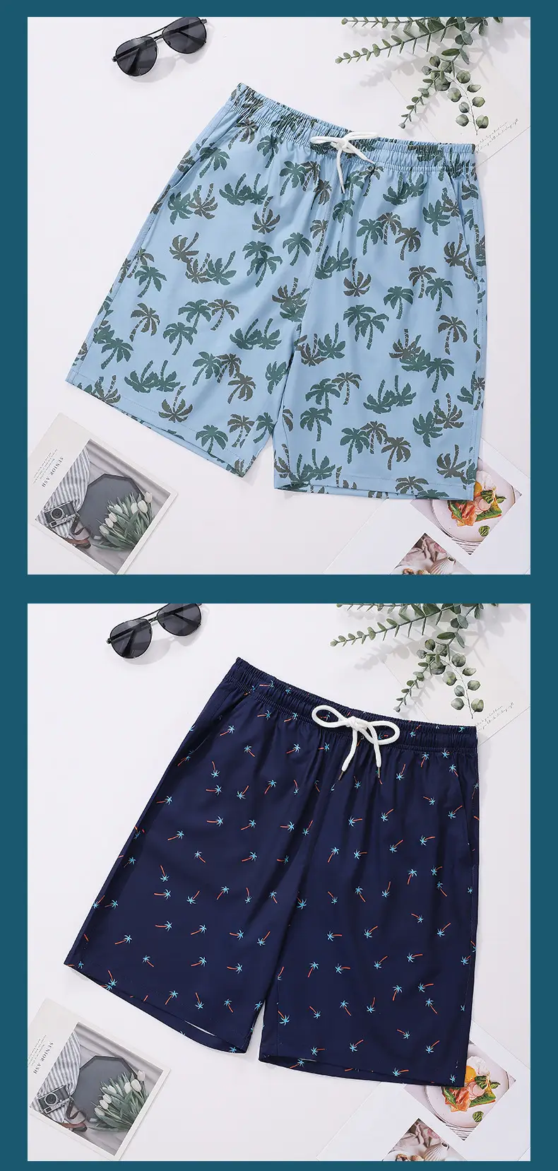 Men's Tropical Print Shorts with Pocket Design — feature 12