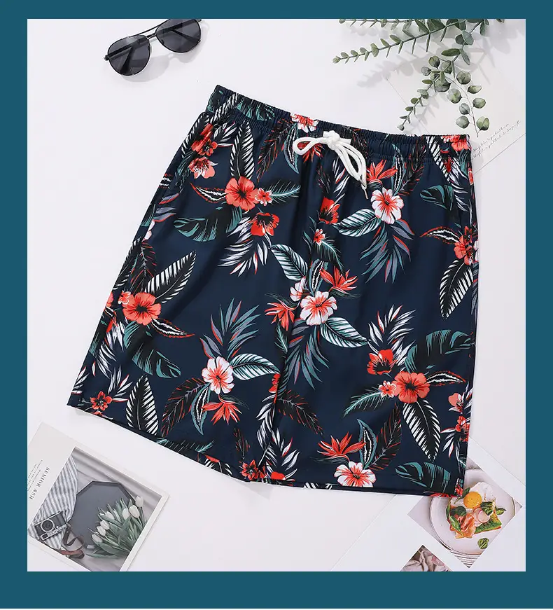 Men's Tropical Print Shorts with Pocket Design — feature 13