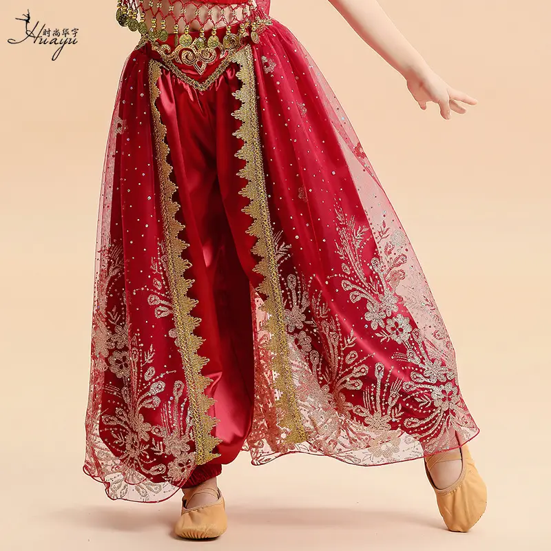 New Jasmine Princess Wide Leg Belly Dance Pants Turquoise - Image 6