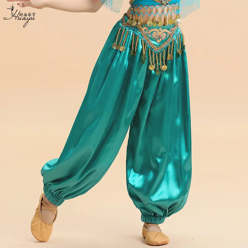 New Jasmine Princess Wide Leg Belly Dance Pants Turquoise - Image 7