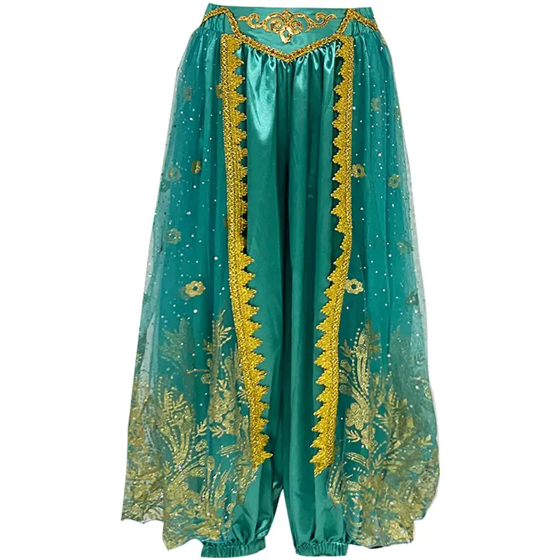 New Jasmine Princess Wide Leg Belly Dance Pants Turquoise - Image 9