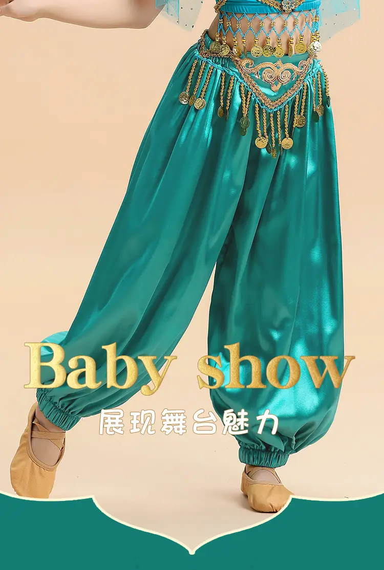 New Jasmine Princess Wide Leg Belly Dance Pants Turquoise — feature 12