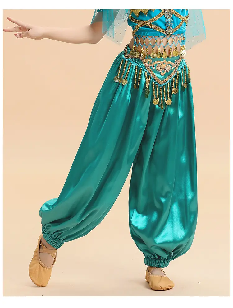 New Jasmine Princess Wide Leg Belly Dance Pants Turquoise — feature 19