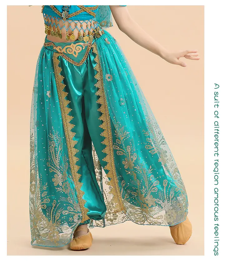 New Jasmine Princess Wide Leg Belly Dance Pants Turquoise — feature 7