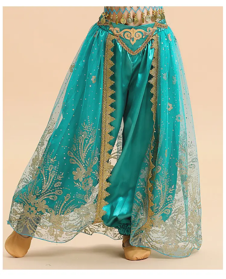 New Jasmine Princess Wide Leg Belly Dance Pants Turquoise — feature 8