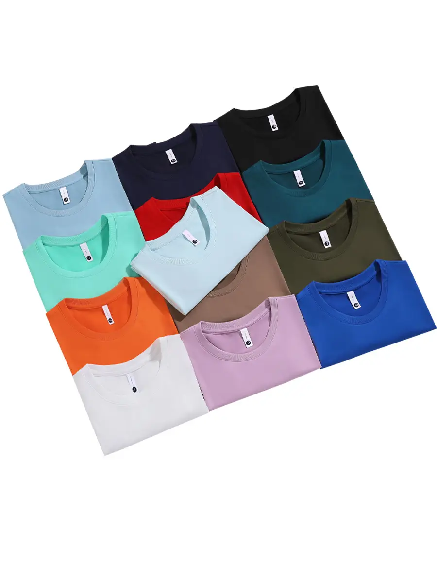 Men Women Light Blue Waterproof T-Shirt Crewneck - Image 17